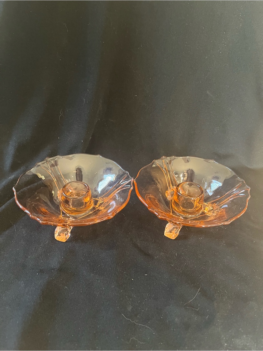 Fostoria Vintage Pink Glass Candle Holders, Set of 2 Depression glass